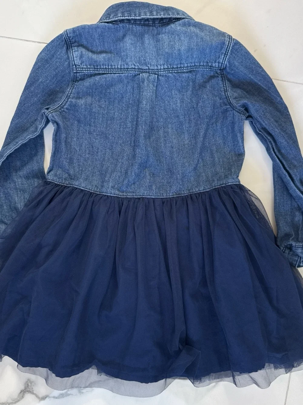 OshKosh B'gosh Denim Shirt Dress with Navy Tulle Skirt